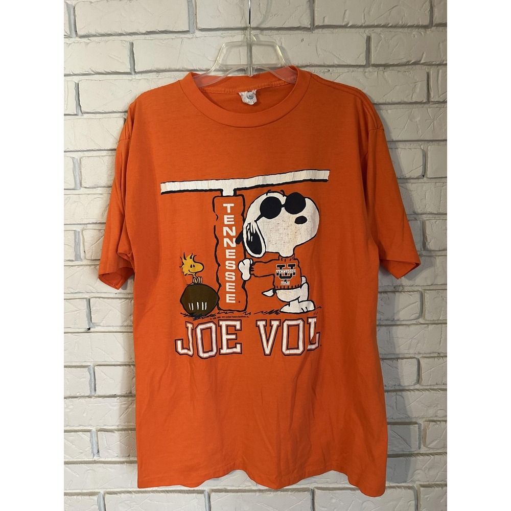 Vintage Tennessee Volunteers Shirt Mens XL Orange Football Snoopy Artex 70s